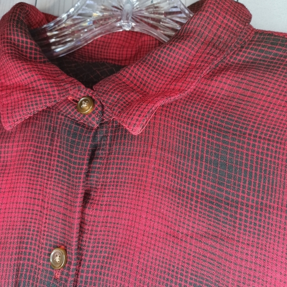 J.Jill Red And Black Plaid Long Sleeve Button Down Shirt - Picture 6 of 12
